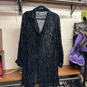 Vintage late 90s Lane Bryant Black Velvet Burnout Shirt, size 26/28
